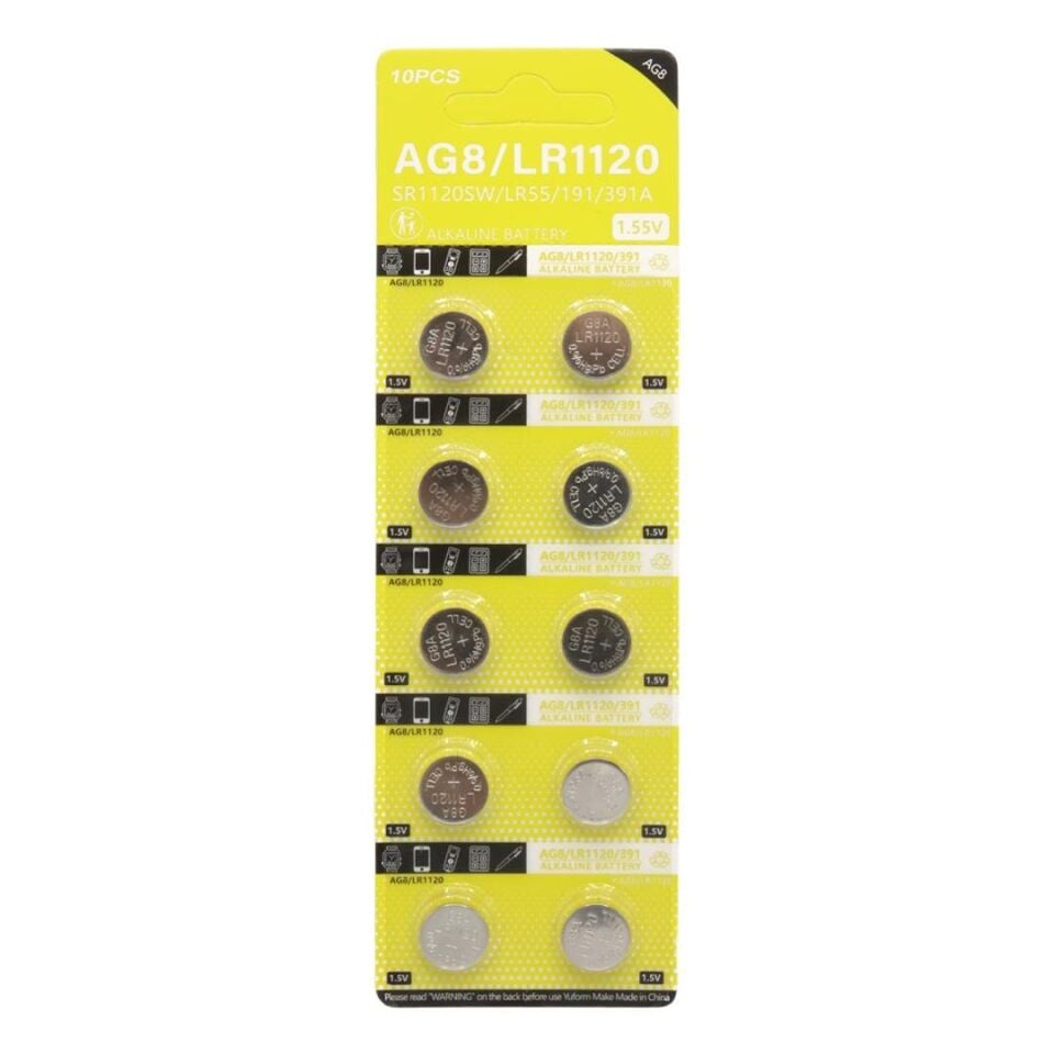 Powermaster AG8 LR1120 1.5V Alkalin Düğme Pil (10'Lu Paket)