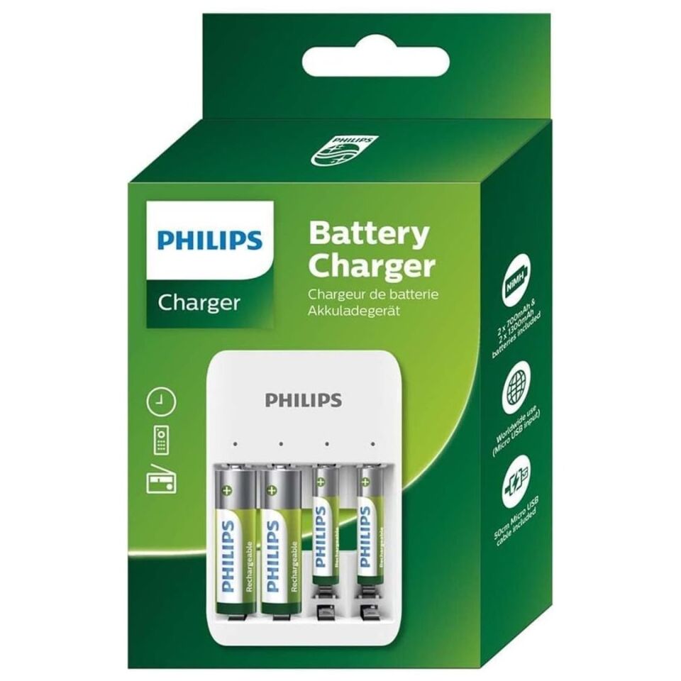 Philips SCB4013NB/00 4'lü Beyaz Pil Şarj Cihazı
