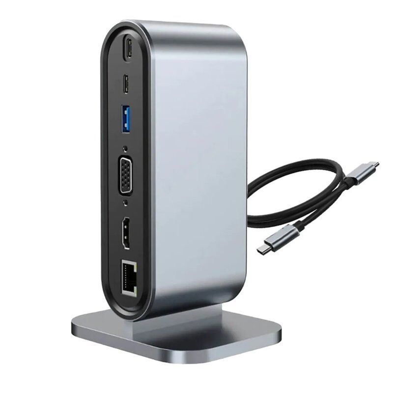 Powermaster Type-C To HDMI+VGA+7 Port HUB+SD+TF Kart Okuyucu