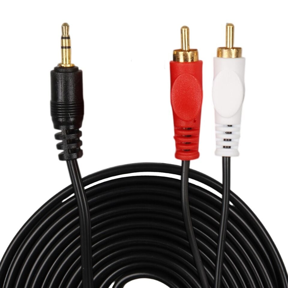 Fully G-530AG 3 Metre Gold Uçlu 2 RCA - 3.5Mm Stereo Ses Kablosu
