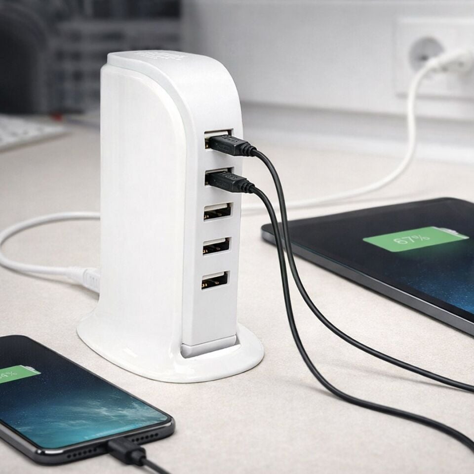PowerMaster Multiplexer 5 Portlu 20W USB Şarj İstasyonu