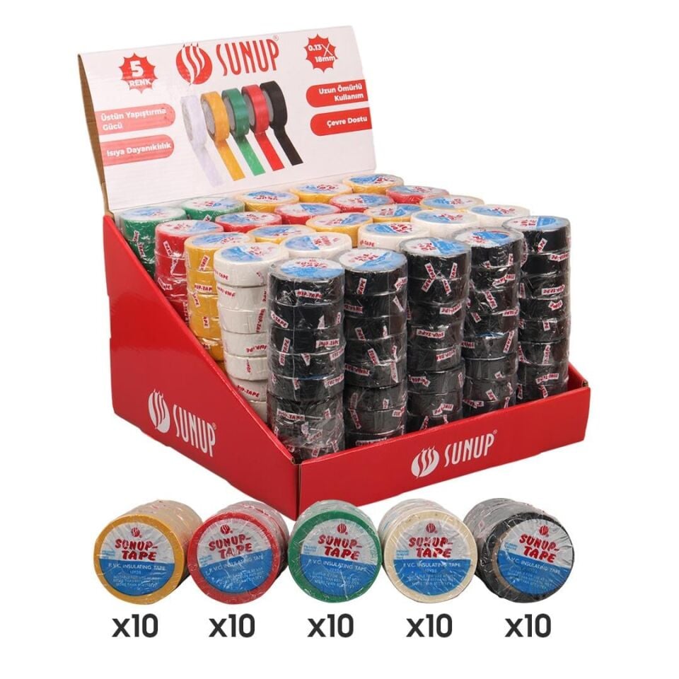 Sunup SN-27919 0.13X18mm 5 Renk İzole Elektrikçi Bant