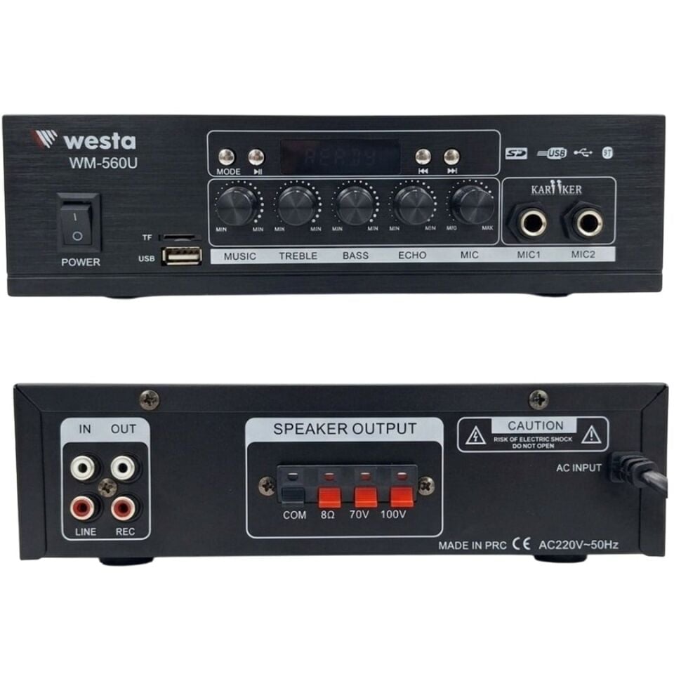Westa WM-560U Hat Trafolu USB - SD - Bluetooth Destekli Mini Mixer Amfi