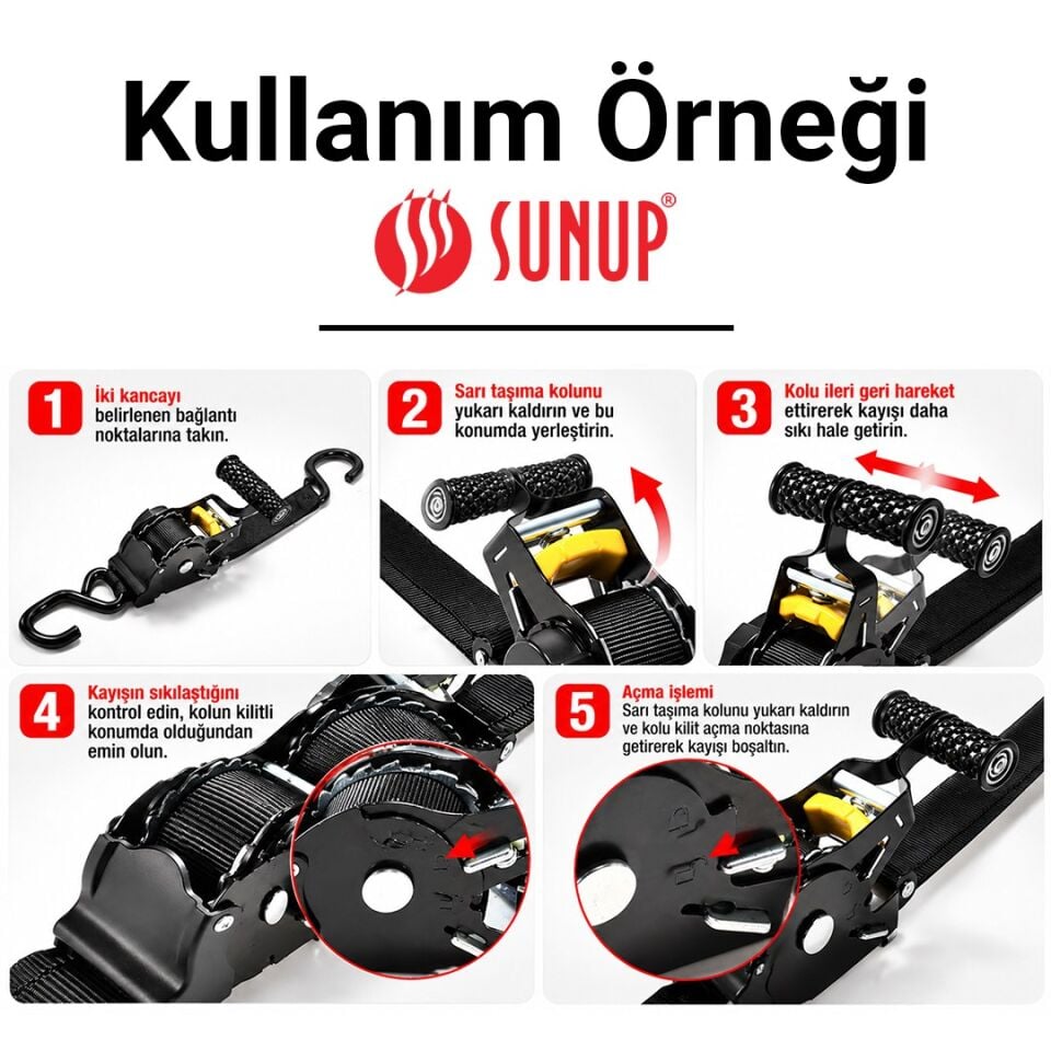 Sunup SN-37789 3 Metre Otomatik Cırcırlı Bağlama Kayışı