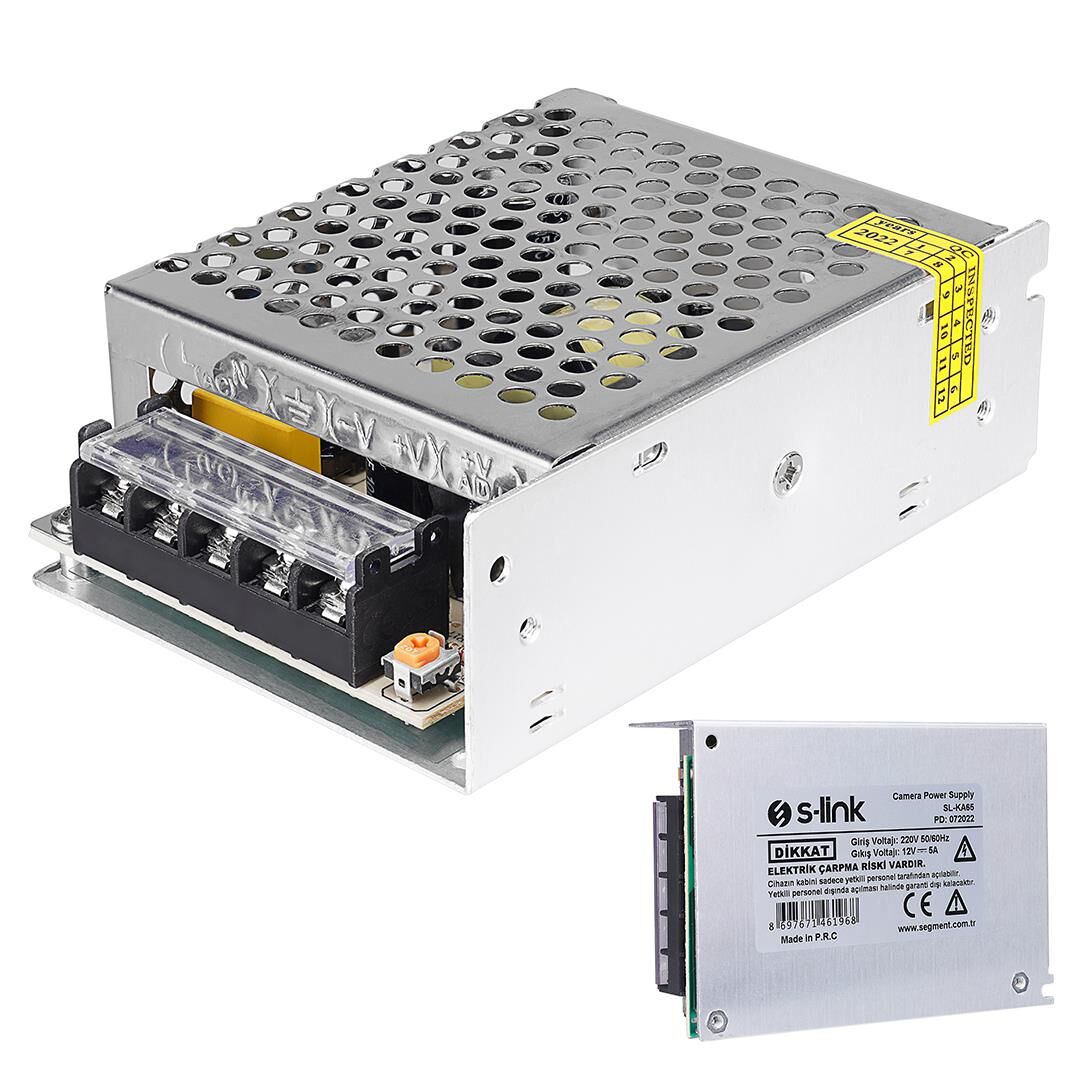 S-Link SL-KA65 12 Volt 5 Amper 65 Watt Metal Kasa Adaptör