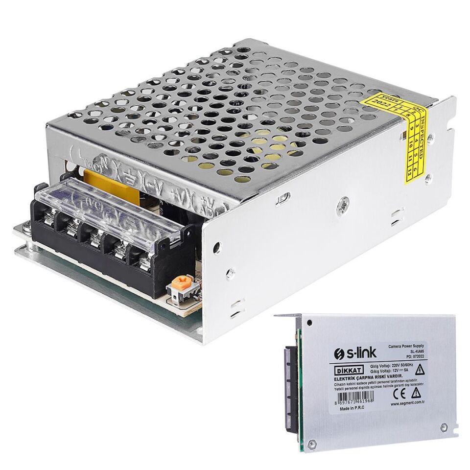 S-Link SL-KA65 12 Volt 5 Amper 65 Watt Metal Kasa Adaptör
