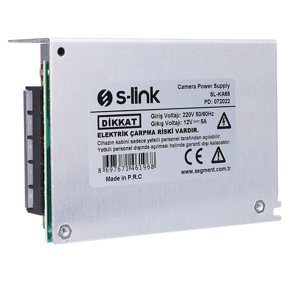 S-Link SL-KA65 12 Volt 5 Amper 65 Watt Metal Kasa Adaptör