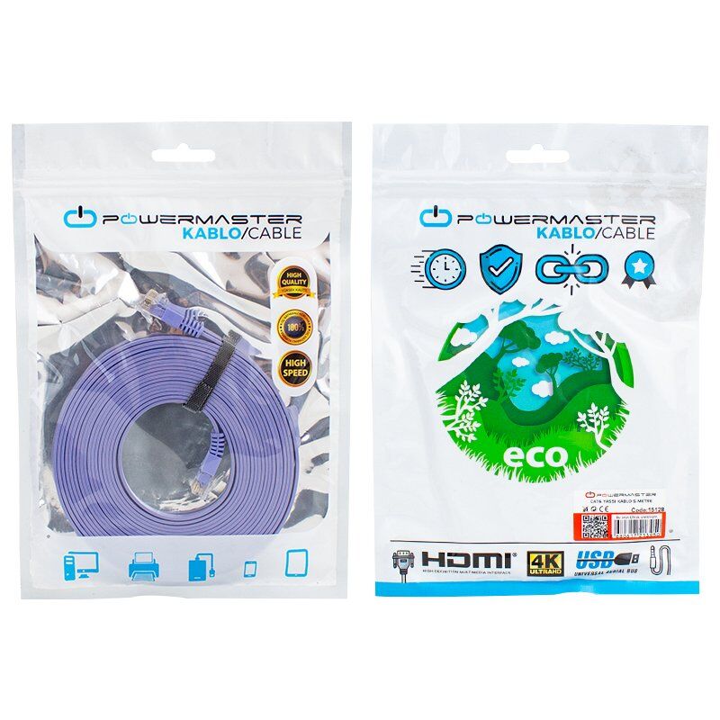 Powermaster 5 Metre Cat6 Yassı İnternet Kablosu