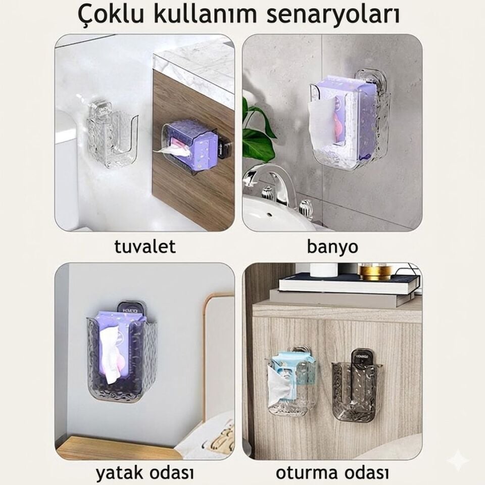 Sunup SN-26822 Çok Amaçlı Duvar Tipi Islak Mendil Tutucu Raf