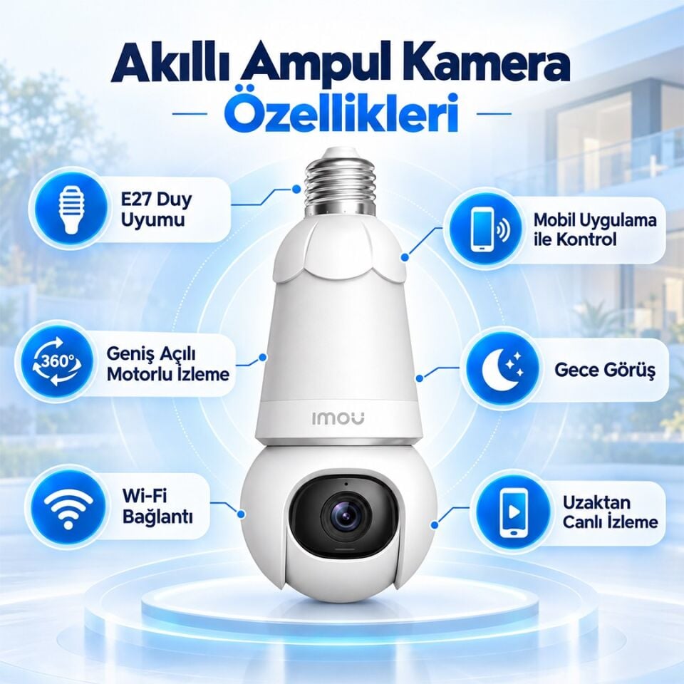 Imou 3M0WEB Bulb Cam 3MP E27 Ampul Duy Tipi WiFi Kamera