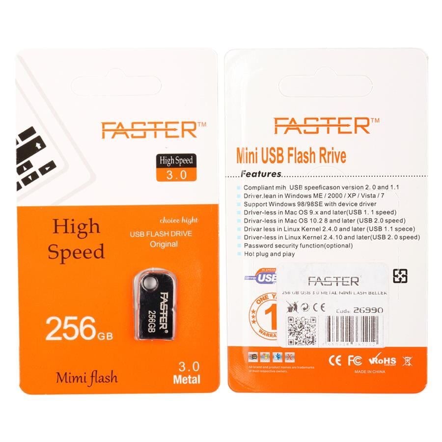 Faster 256 GB Mimi Serisi USB 3.0 Yüksek Hızlı Metal Flash Bellek