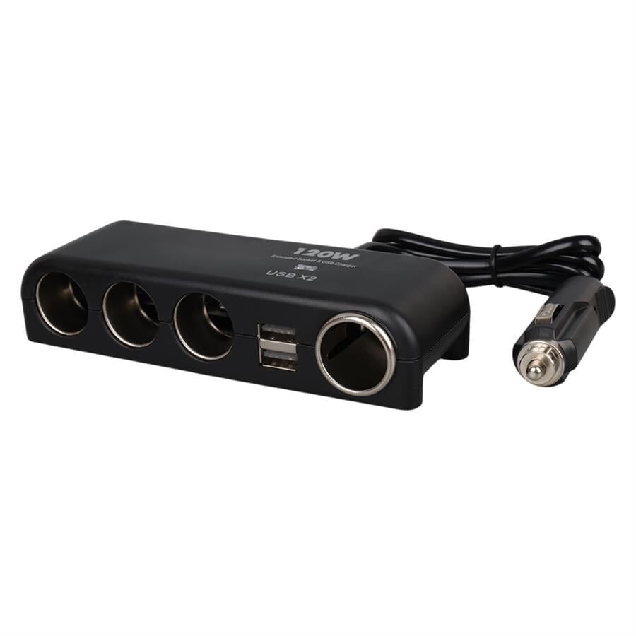 Olesson 1525 12-24V Çift USB'lı 120W 80Cm Kablolu 4'LÜ Araç Çakmak Çoklayıcı