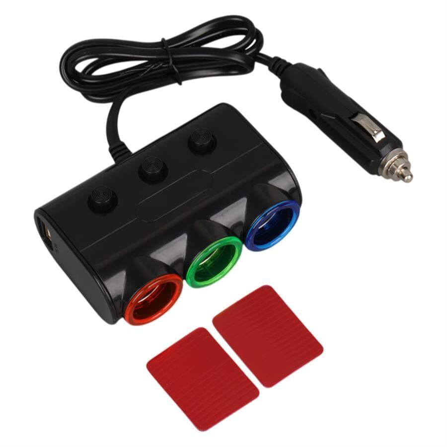 Olesson 1523 12-24V Çift USB Girişli 120W 80Cm Kablolu 3'LÜ Araç Çakmak Çoklayıcı