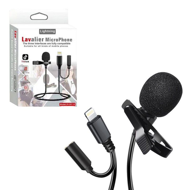 Powermaster JH-041-A Cep Telefonu için Ligthning Girişli Youtuber Yaka Mikrofonu
