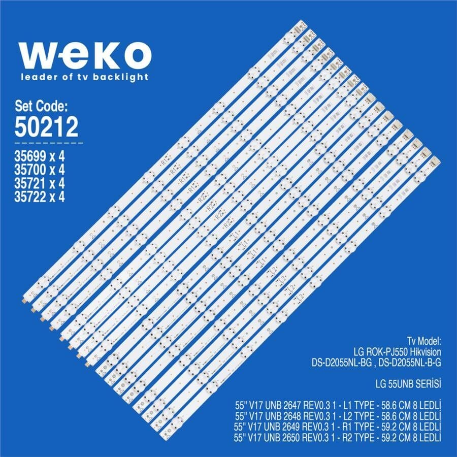 Wkset-5212 35699X4 35700X4 35721X4 35722X4 55 V17 Unb 16 Adet Led Bar