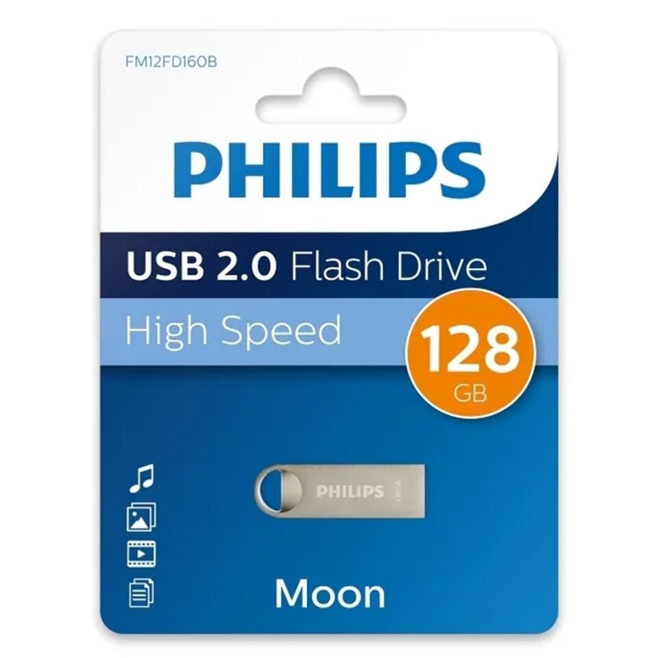 Philips FM12FD160B/00 128GB Moon Klasik Gümüş USB 2.0 Metal Flash Bellek