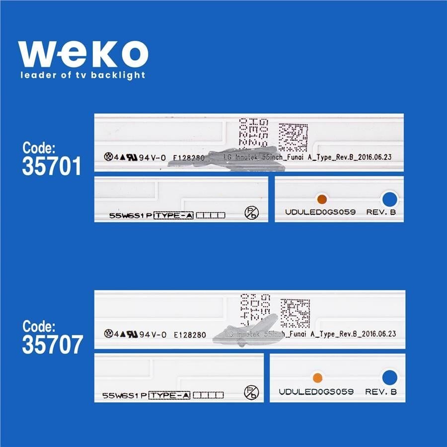Wkset-5213 35701X4 35707X4 Lg Innotek 55Inch_Funai 8 Adet Led Bar