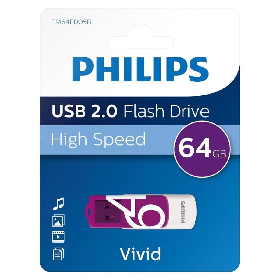 Philips Vivid Serisi 64GB USB 2.0 High Speed Flash Bellek