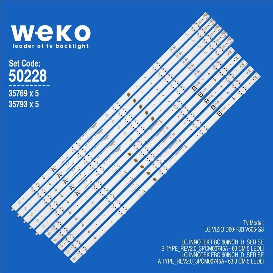 Wkset-5228 35769X5 35793X5 Lg Innotek Fbc 60Inch_D_Serise 10 Adet Led Bar