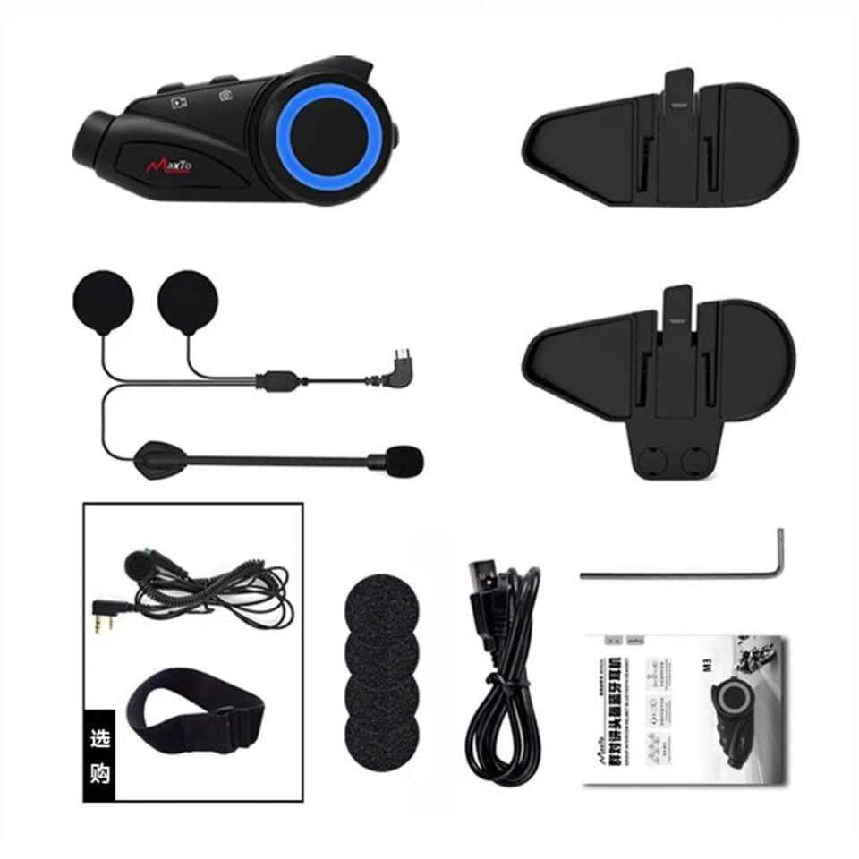 Powermaster Maxto M3 Kameralı Motosiklet Bluetooth Intercom Kulaklık