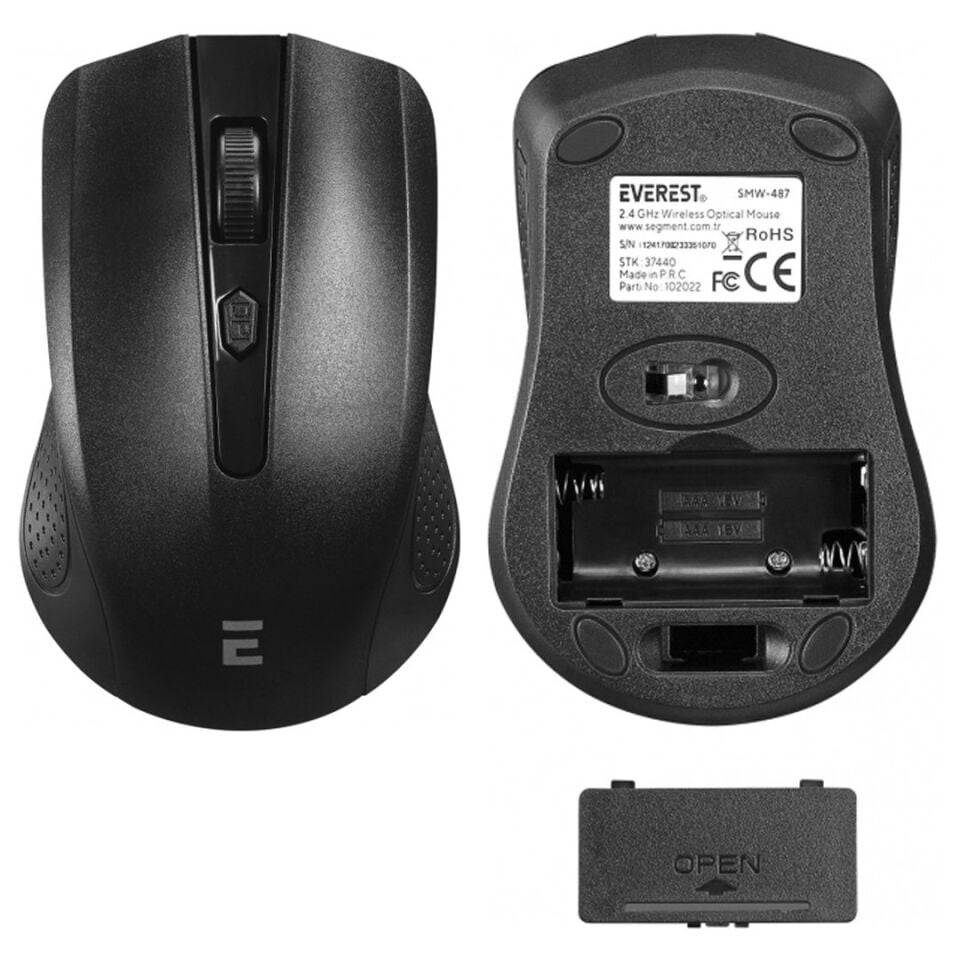 Everest SMW-487 USB Siyah 1500 DPI 2.4Ghz Kablosuz Mouse