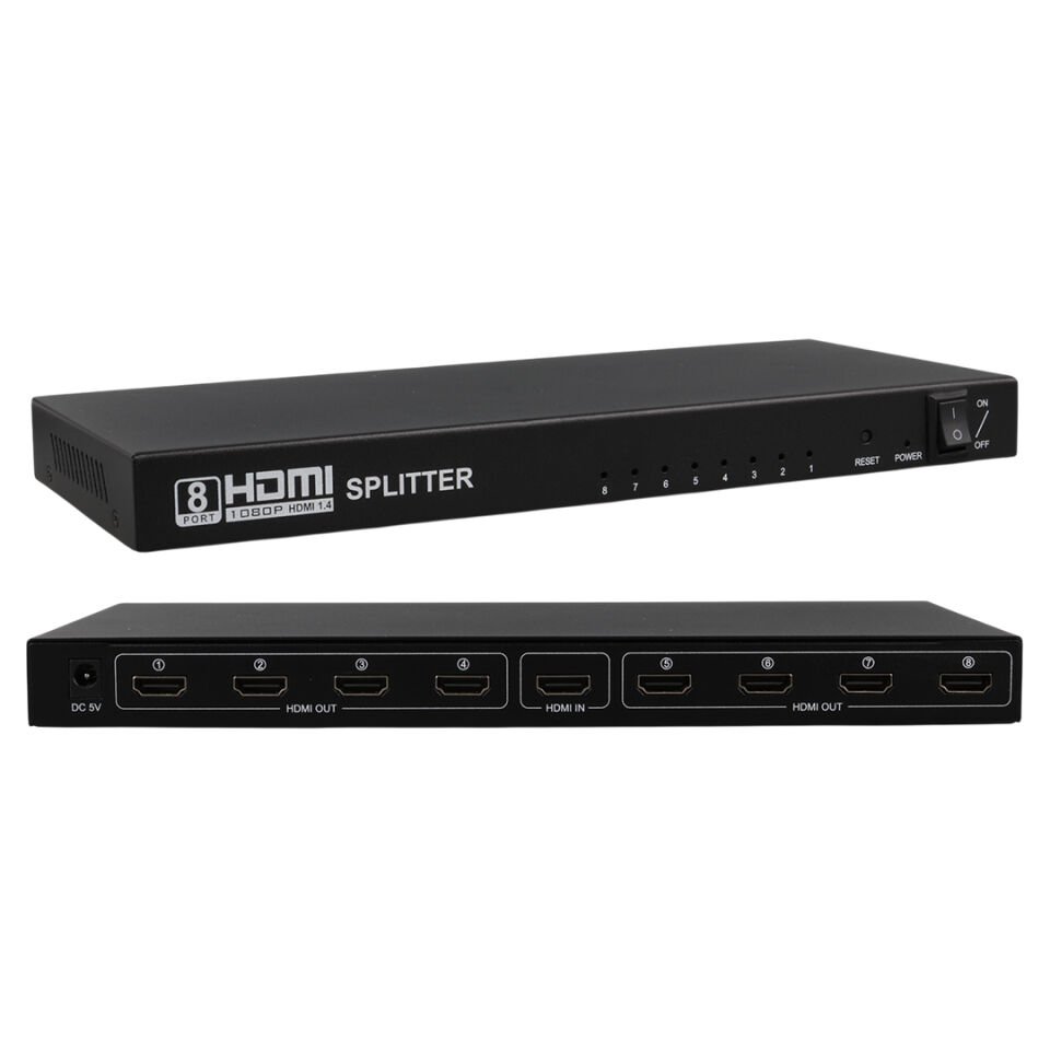 PowerMaster 1 Giriş 8 Çıkış Port 1080P FHD HDMI Dağıtıcı