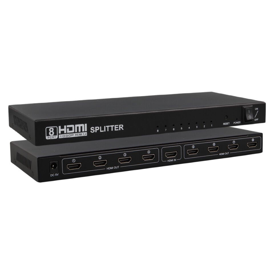 PowerMaster 1 Giriş 8 Çıkış Port 1080P FHD HDMI Dağıtıcı