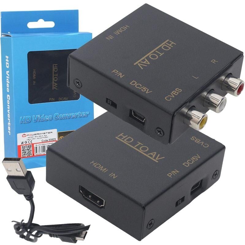Powermaster Metal Kasa HDMI To Rca Av Çevirici Adaptör