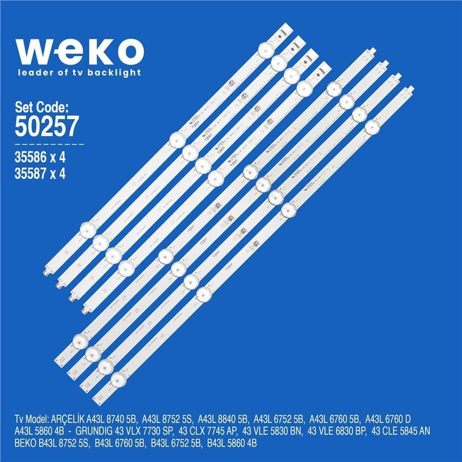 Wkset-5257 35586X4 35587X4 Arcelik_43_Crystal_1X3+1X4 8 Adet Led Bar