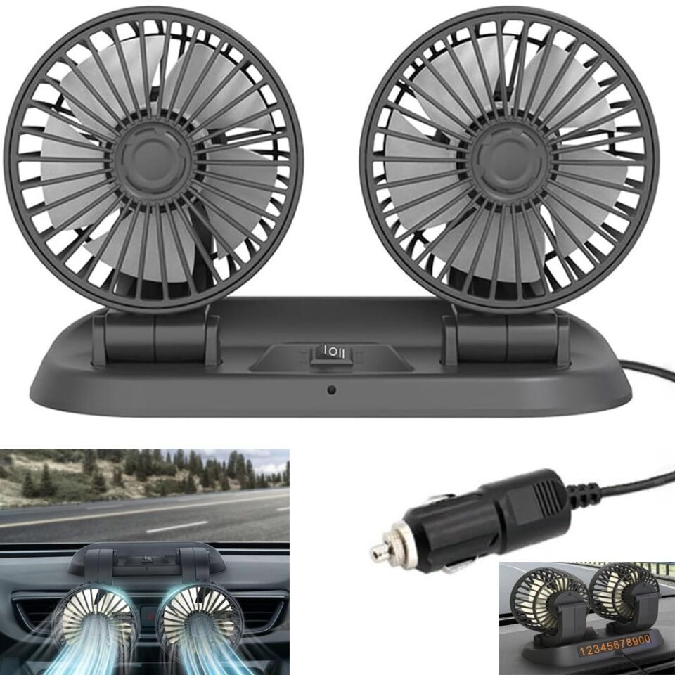 Powermaster Fan10 12 Volt Dc Çakmaklıklı Mini 2'Li Araç Fanı