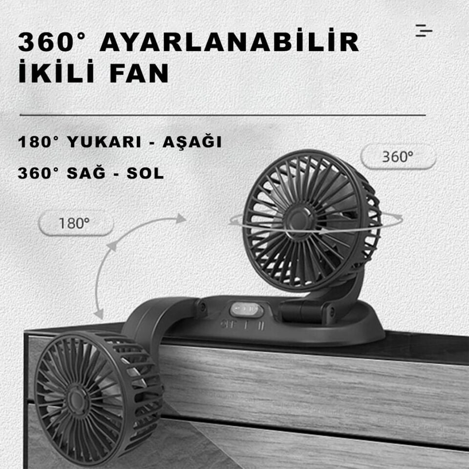 Powermaster Fan10 12 Volt Dc Çakmaklıklı Mini 2'Li Araç Fanı