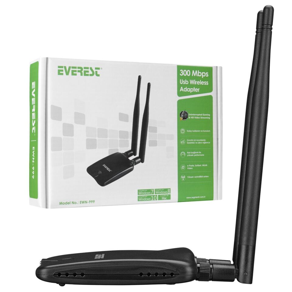 Everest EWN-999 300 Mbps Çift Antenli Kablosuz Wifi Alıcı