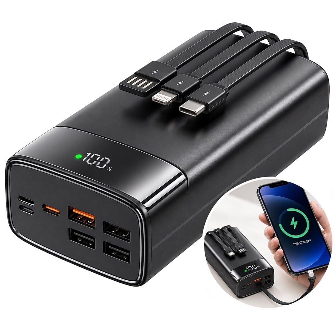 Snapron SNP-3035 22.5W LCD Erkan PD 30.000 Mah Dahili Kablolu Hızlı Şarjlı Powerbank
