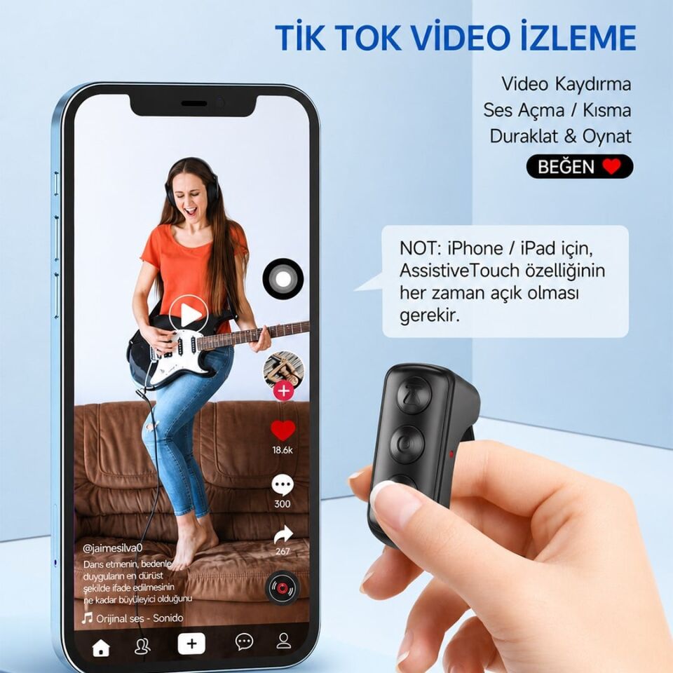 Powermaster PM-24897 Kablosuz Bluetooth Yüzük Kumanda