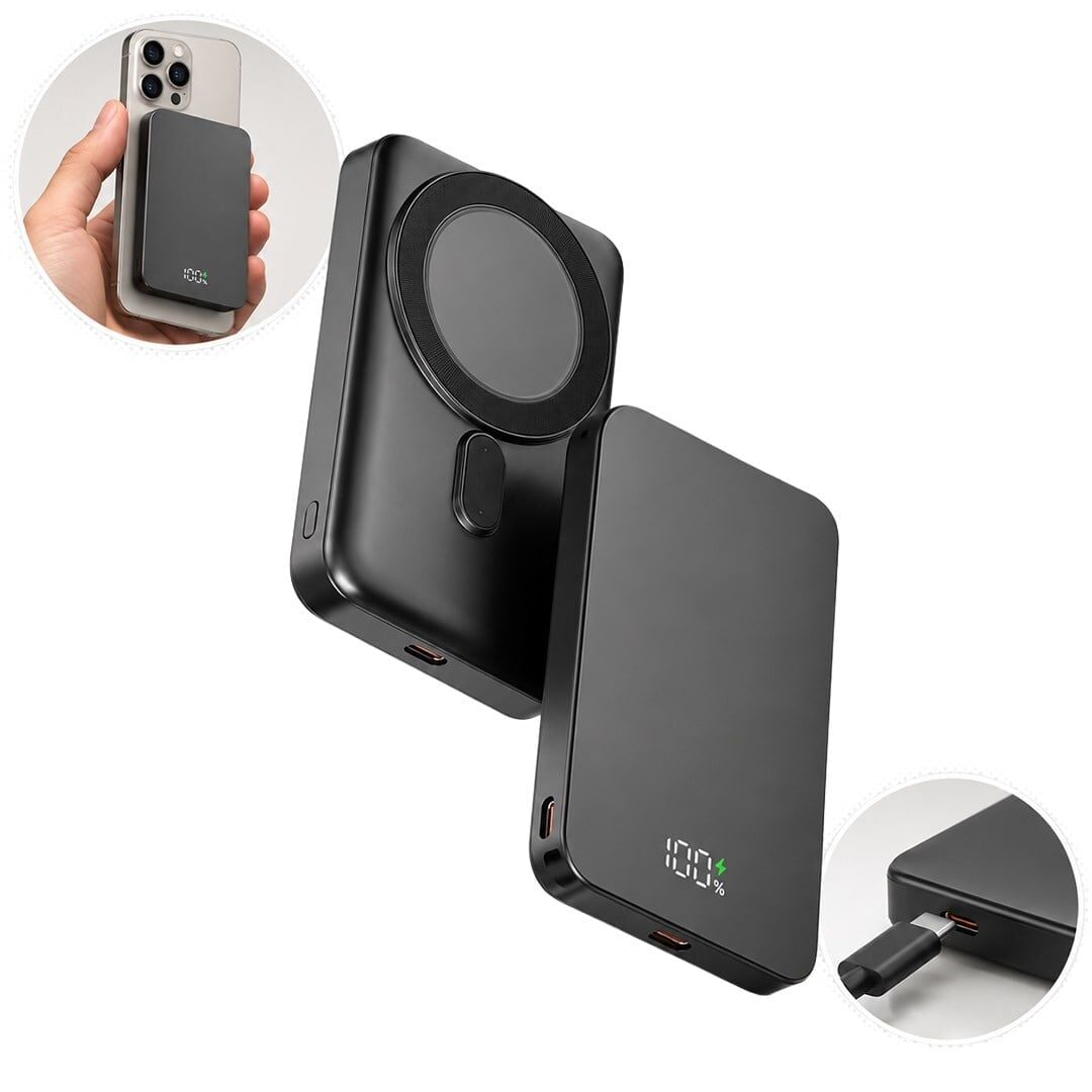Snapron SNP-3020 22.5W LCD Ekran Magsafe PD 5.000Mah Kablosuz Hızlı Şarjlı Powerbank