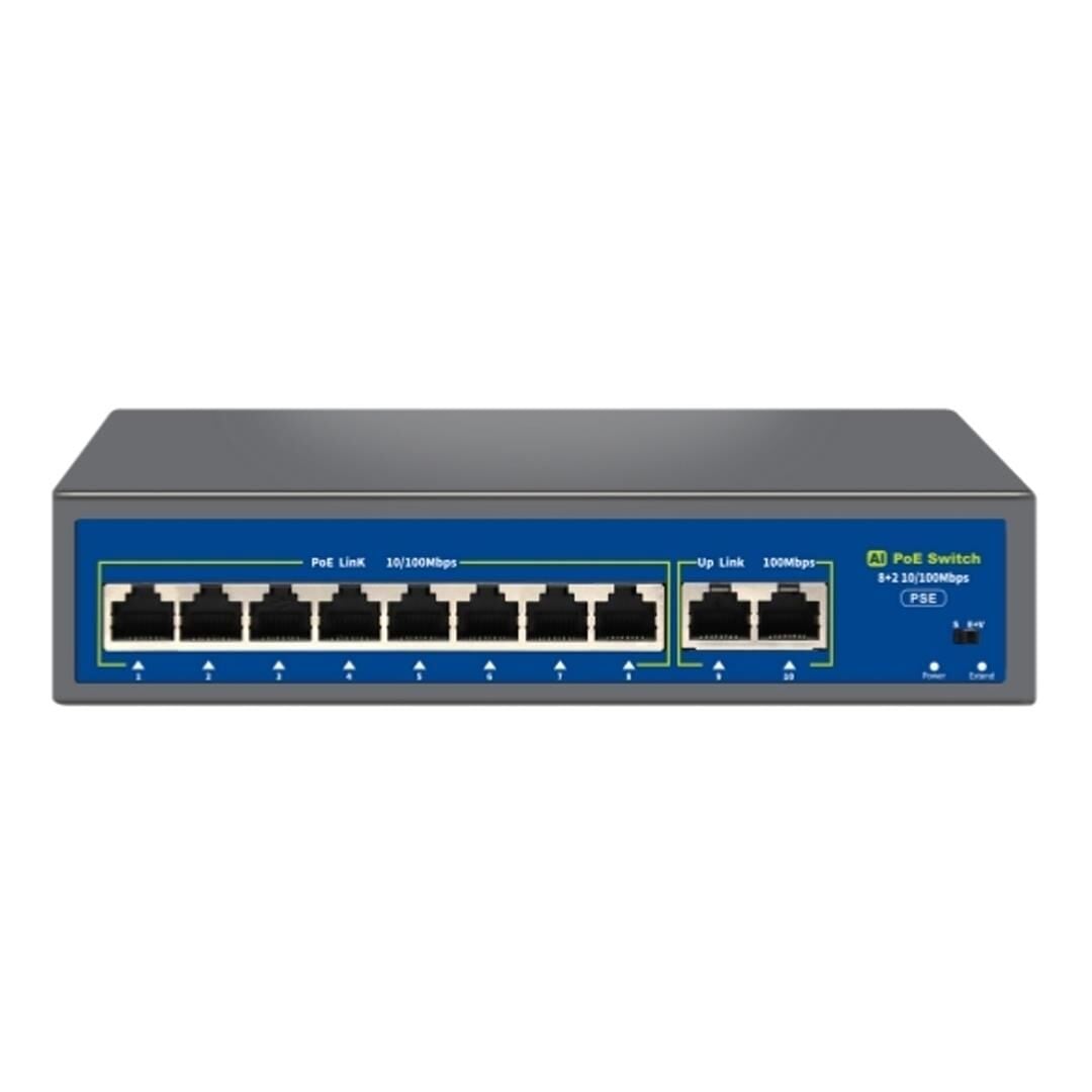 Novacom NVC-HIF0820FBL-C 8+2 Port 120W 10/100Mbps Poe Switch