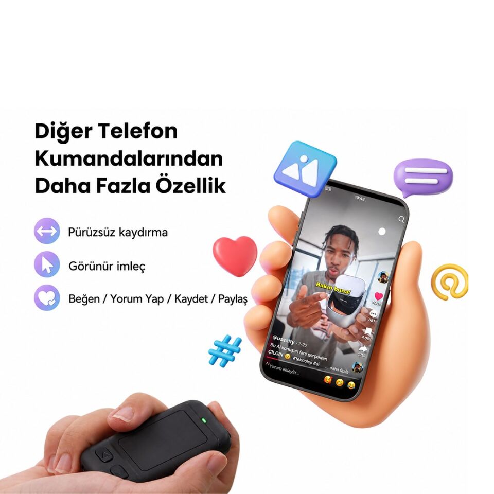 Powermaster PM-24935 Dokunmatik Yüzeyli Kablosuz Bluetooth Akıllı Telefon Kumandası