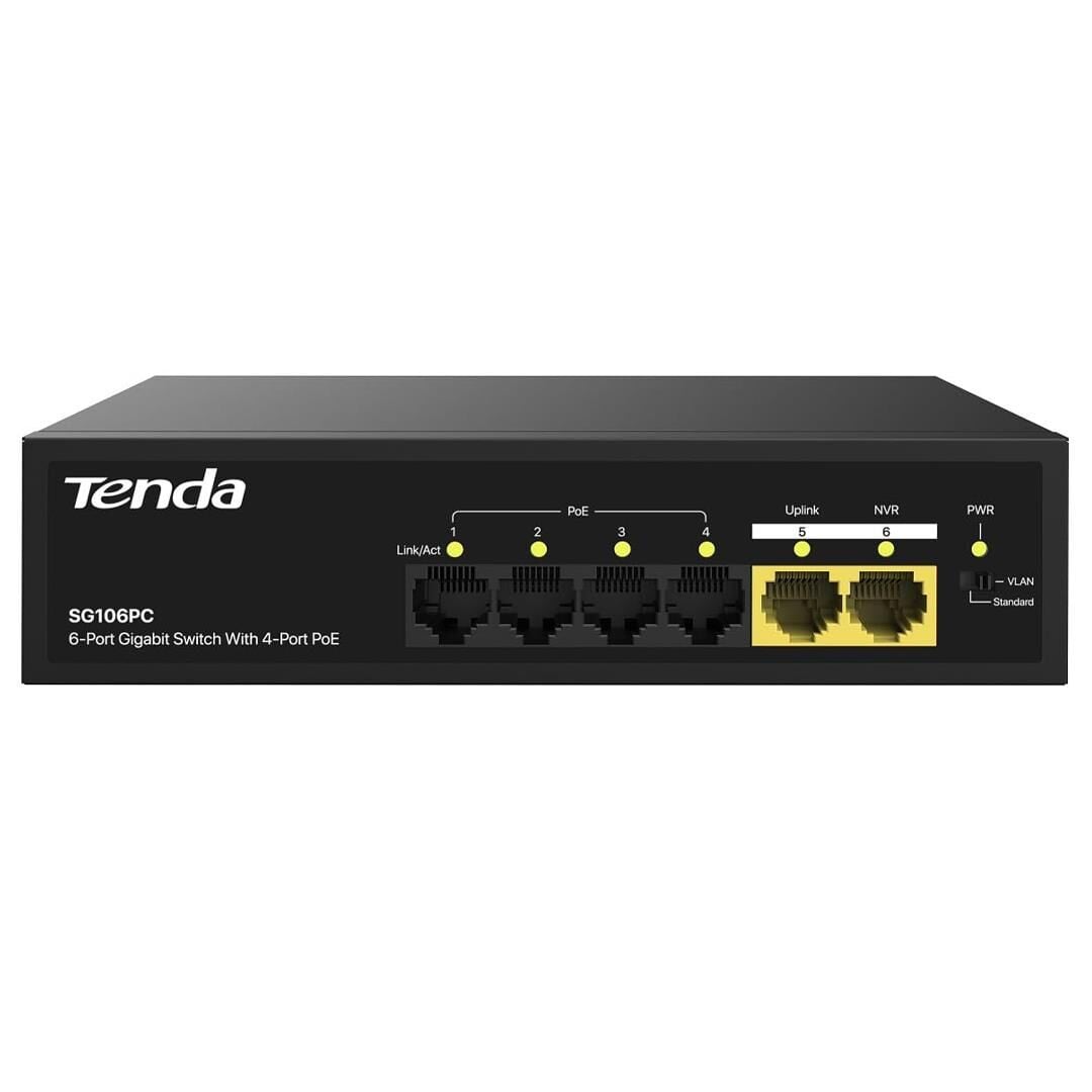 Tenda S106PC 6-Portlu 10/100 Mbps Lite Poe Uplink Switch