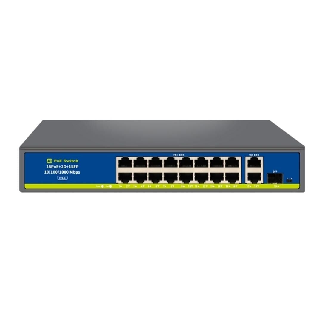 Novacom NVC-HIF1621GBL-C 16 Port 250W Full Gigabit Poe+ SFP Switch