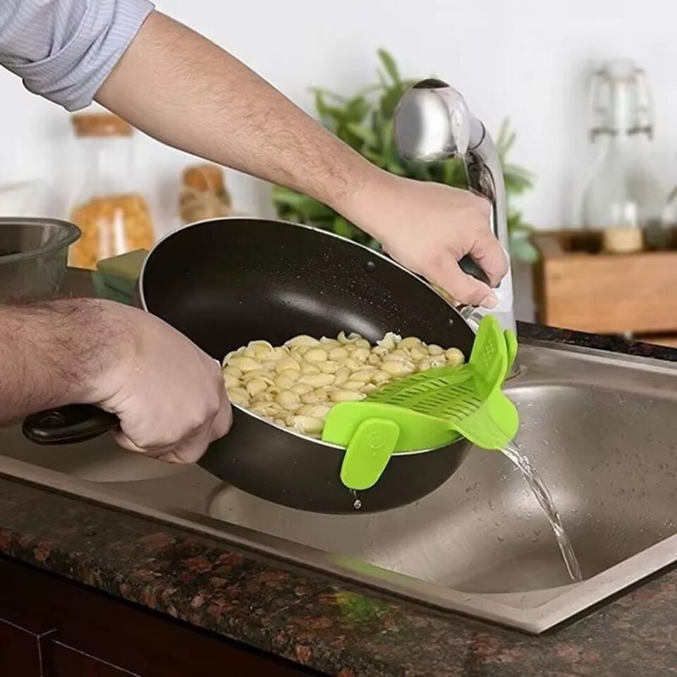 Sunup SN-20522 Klipsli Silikon Tencere Makarna Noodle Süzgeci