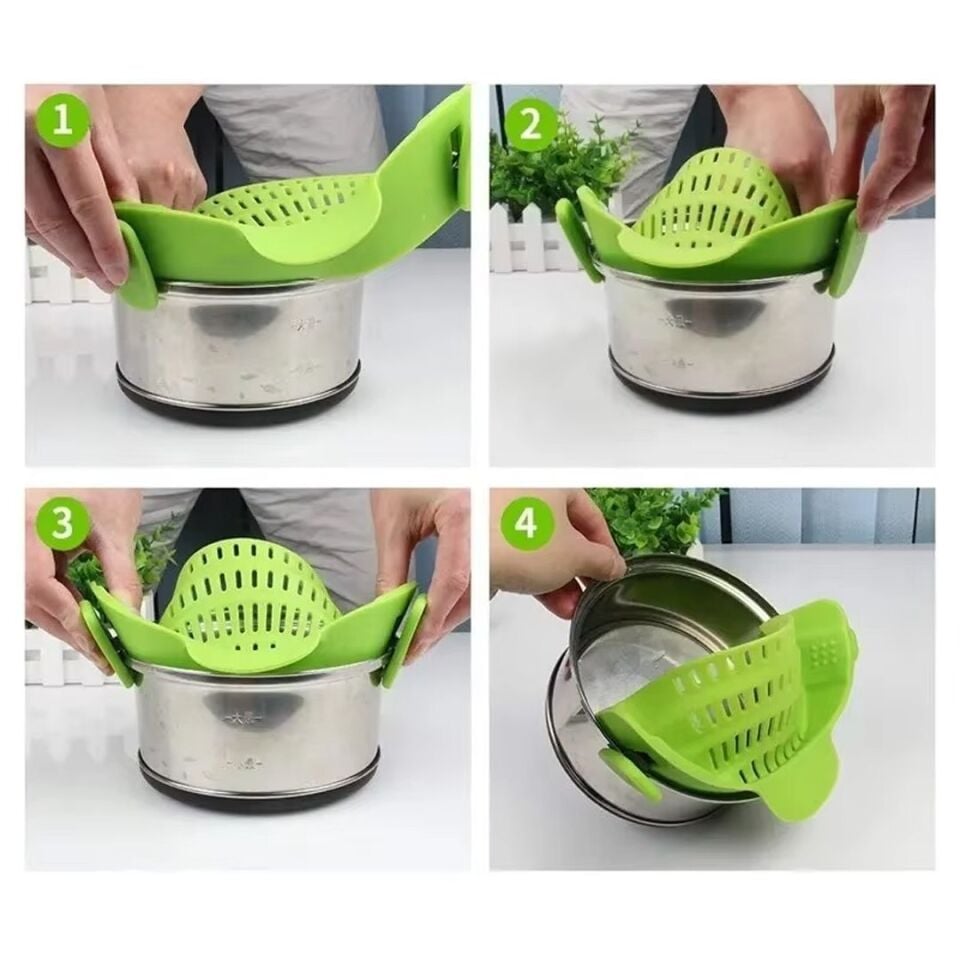 Sunup SN-20522 Klipsli Silikon Tencere Makarna Noodle Süzgeci