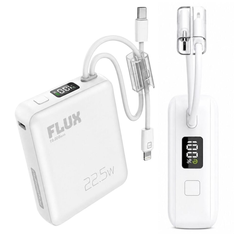 Powerway FLUX 10.000 Mah 22.5W Entegre Kablolu Hızlı Şarj Powerbank