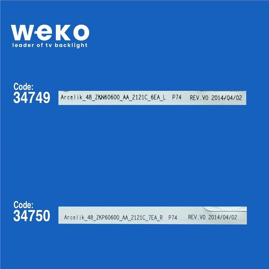 Wkset-5505 34749X7 34750X7 Arcelik_48_Zkn60600 Zkp6060 14 Adet Led Bar